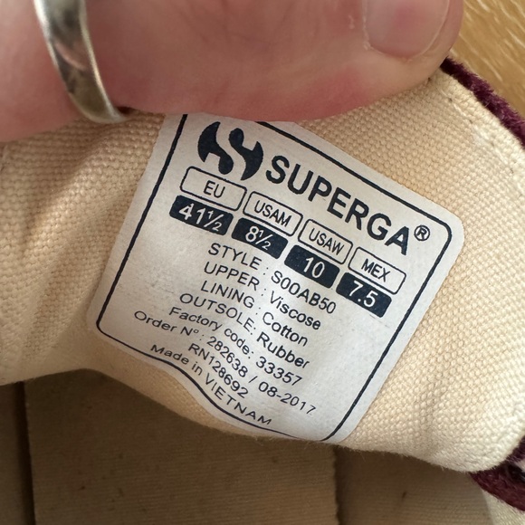 Like New Superga Classic 2750 Velvet Sneakers in Bordeaux/Wine, size 10/41.5 - Picture 13 of 13
